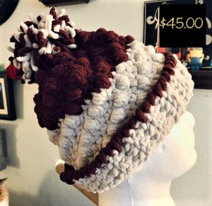 Finished Bulky Crocheted Berried Puff Stitch Winter Hat
