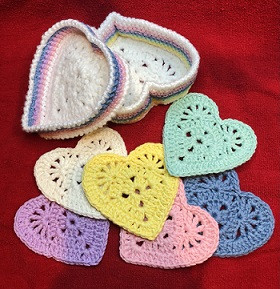 Finished Heart Coaster Set of 6 Ready NOW!