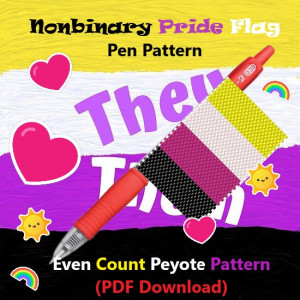 Nonbinary Pride Flag Pen Pattern (PDF Download)