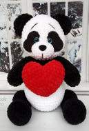 Panda in Love Crocheted Plush